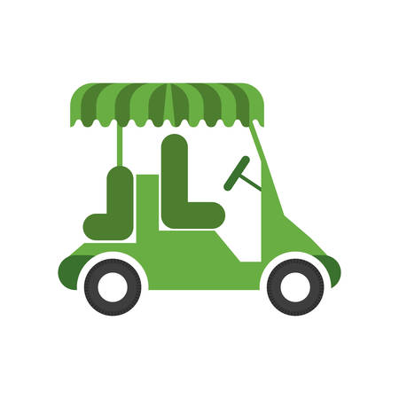 green golf cart vehicle icon over white background. vector illustrationのイラスト素材