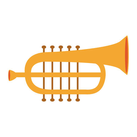 gold trumpet musical instrument icon over white background. vector illustrationのイラスト素材