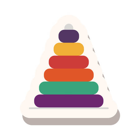 colorful baby tower toy icon over white background. toys kids design. vector illustrationのイラスト素材