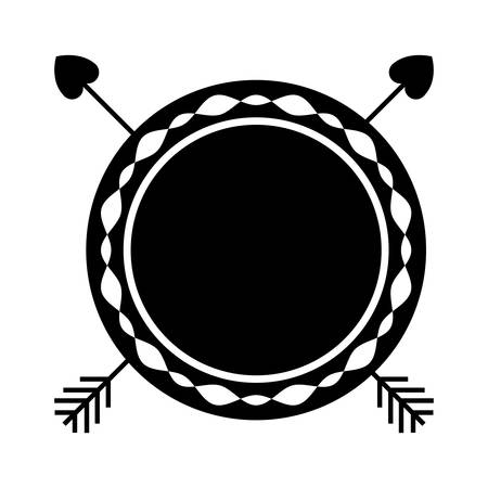 boho style seal stamp with heart arrows  over white background. vector illustrationのイラスト素材
