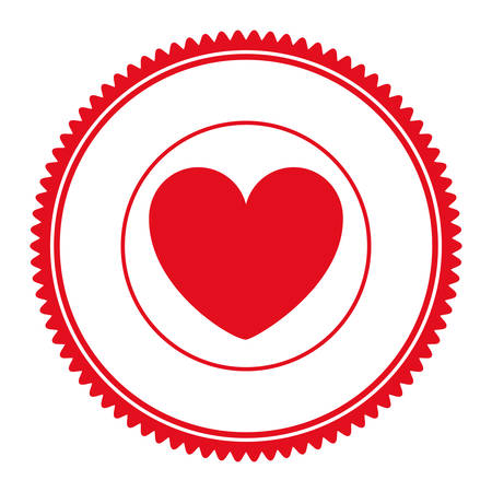 white seal stamp with red heart icon inside. vector illustrationのイラスト素材