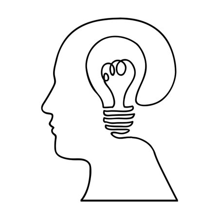 head and lightbulb abstract wisdom icon image vector illustration designのイラスト素材