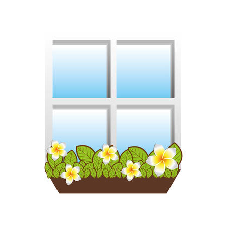 window with flowers icon image vector illustration designのイラスト素材