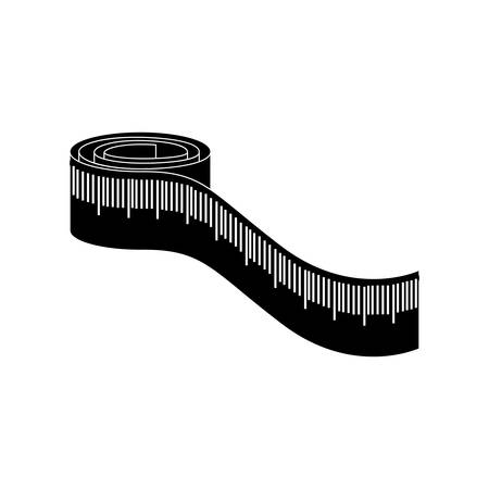 silhouette of measurement tape icon over white background. tailor shop design. vector illustrationのイラスト素材