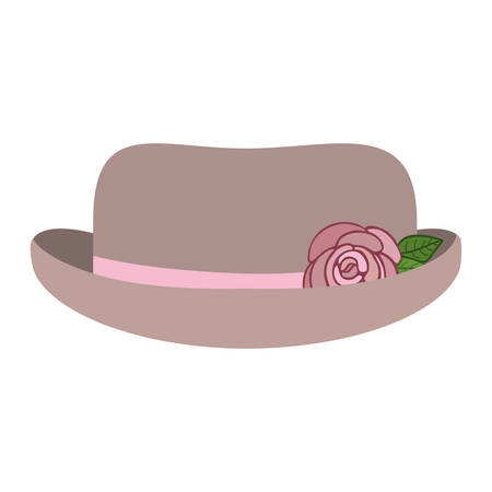 elegant women hat with decorative rose icon over white background. vector illustrationのイラスト素材
