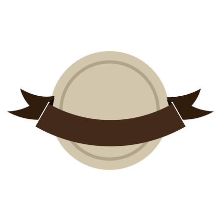 brown seal stamp with ribbon decoration over white background. vector illustrationのイラスト素材