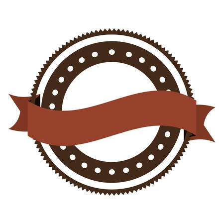 red and brown seal stamp with ribbon decoration over white background. vector illustrationのイラスト素材