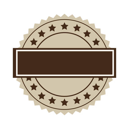 brown seal stamp with ribbon and stars decoration over white background. vector illustrationのイラスト素材