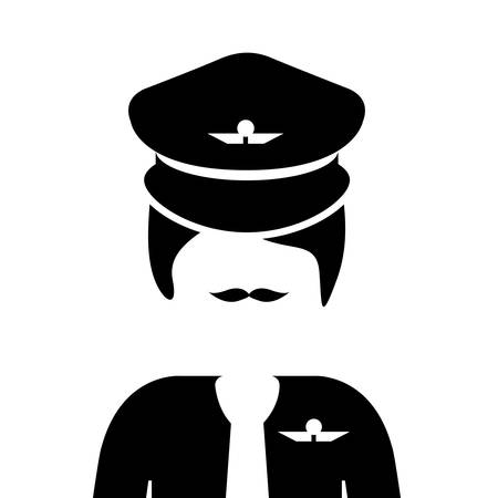 silhouette of  airplane pilot man over white background. vector illustrationのイラスト素材