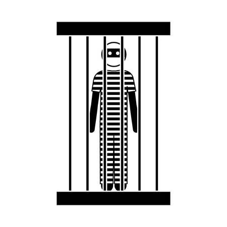 silhouette of criminal man in a jail icon over white background. vector illustrationのイラスト素材