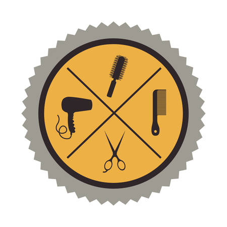 hair saloon icons inside seal stamp over white background. vector illustrationのイラスト素材