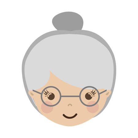 cartoon old woman smiling over white background. vector illustrationのイラスト素材