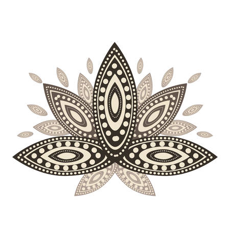 ornamental Lotus flower, ethnic indian art over white background. vector illustrationのイラスト素材
