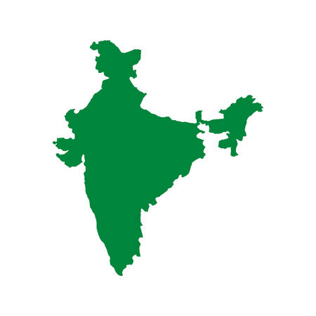 republic of india country map green icon over white background. vector illustrationのイラスト素材