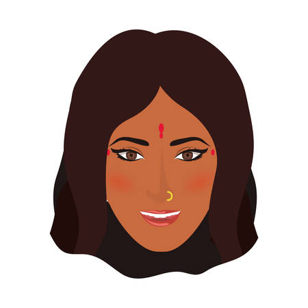beautiful indian woman smiling  over white background. vector illustrationのイラスト素材