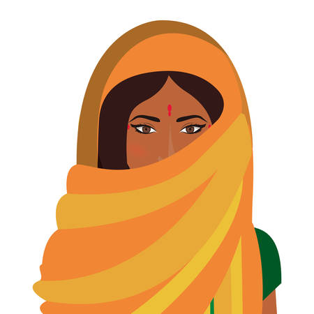beautiful indian woman with traditional culture clothes over white background. vector illustrationのイラスト素材