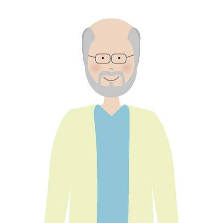 cartoon old man smiling with beautiful clothes over white background. vector illustrationのイラスト素材