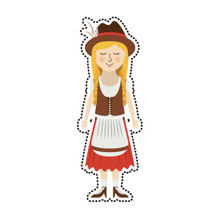 Girl with traditional cloth icon. Oktoberfest germany culture festival and celebration theme. Isolated design. Vector illustrationのイラスト素材