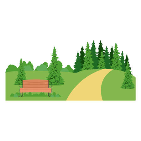 Bench and trees icon. Park nature outdoor season spring and summer theme. Isolated design. Vector illustrationのイラスト素材