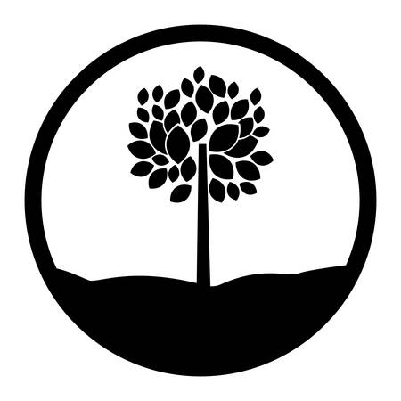 Tree with leaves inside circle icon. Plant nature environment spring and garden theme. Vector illustrationのイラスト素材