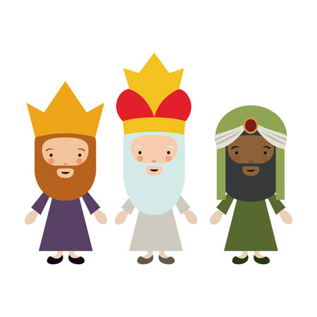 The three wisemen cartoons icon. Happy epiphany day holy night and christmas theme. Colorful design. Vector illustrationのイラスト素材