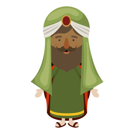 Wiseman cartoon icon. Happy epiphany day holy night and christmas theme. Colorful design. Vector illustrationのイラスト素材