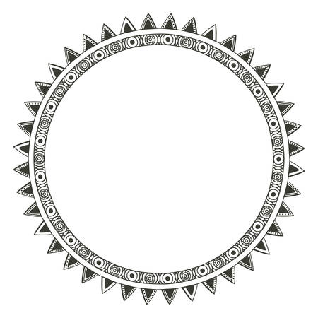 boho circle icon. Bohemic ornament indian and decoration theme. Black and white design. Vector illustrationのイラスト素材