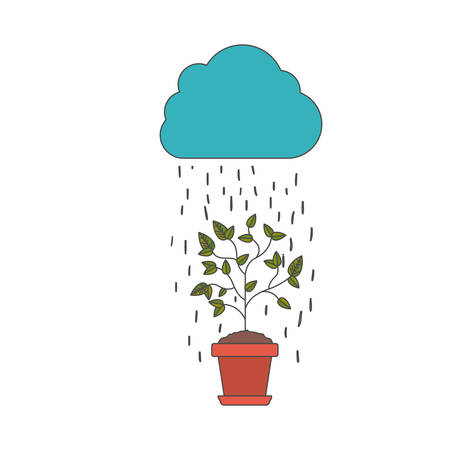 Plant rain and cloud icon. Gardening nature green and home theme. Isolated design. Vector illustrationのイラスト素材