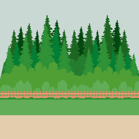 Park with pine trees icon. Landscape outdoor season spring and summer theme. Vector illustrationのイラスト素材