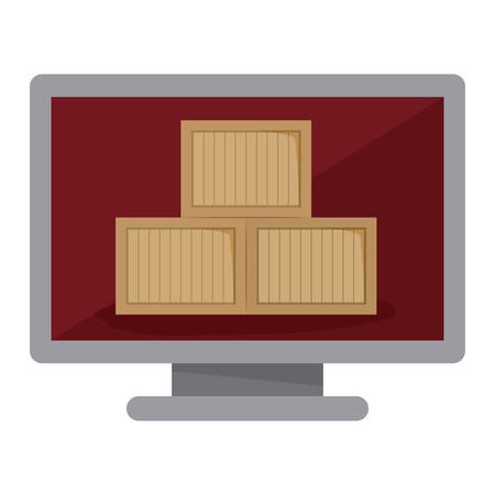 Package and computer icon. Delivery shipping logistic and distribution theme. Isolated design. Vector illustrationのイラスト素材