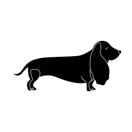 silhouette of cute dog animal icon over white background. vector illustrationのイラスト素材