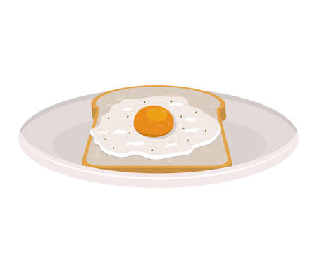 image color of dish with bread and egg vector illustrationのイラスト素材