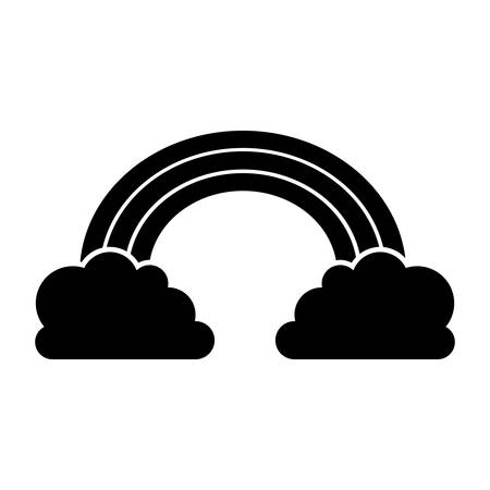silhouette of rainbow and clouds icon over white backgroundのイラスト素材