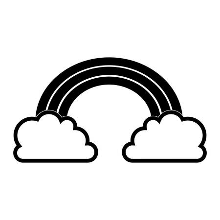 silhouette of rainbow and clouds icon over white backgroundのイラスト素材
