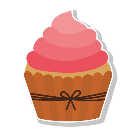 sweet cupcake dessert icon over white background. colorful design. vector illustrationのイラスト素材
