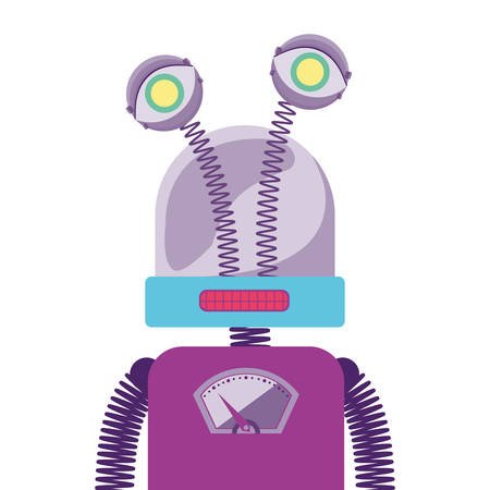 colorful robot cartoon icon over white background. vector illustrationのイラスト素材