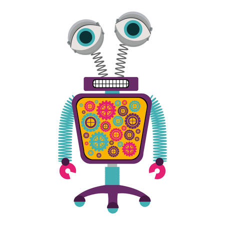 colorful robot cartoon icon over white background. vector illustrationのイラスト素材