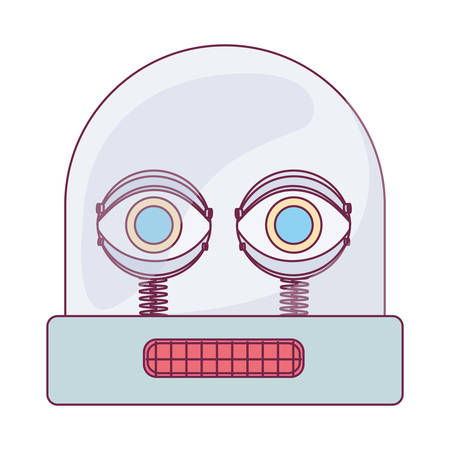 colorful robot facecartoon icon over white background. vector illustrationのイラスト素材