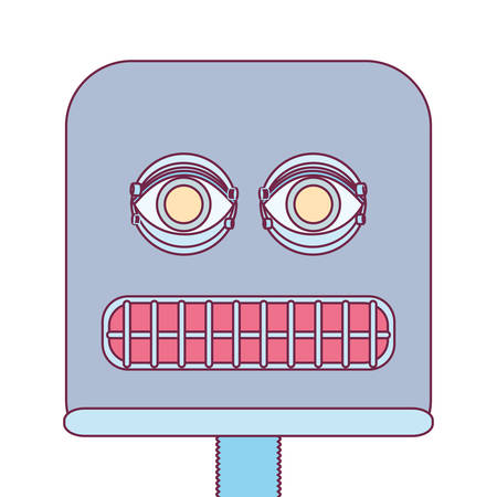 colorful robot facecartoon icon over white background. vector illustrationのイラスト素材