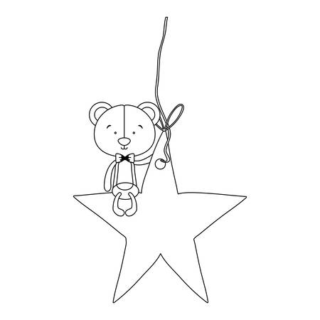 teddy bear character on star ornament icon image vector illustration designのイラスト素材