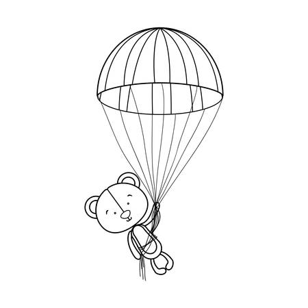 teddy bear character and parachute icon image vector illustration designのイラスト素材