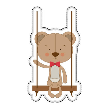 teddy bear character and swing icon image vector illustration designのイラスト素材