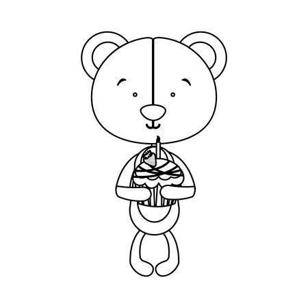 teddy bear character holidng birthday cake icon image vector illustration designのイラスト素材
