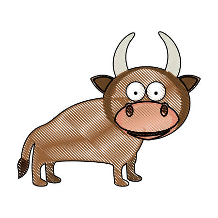 bull animal cartoon icon image vector illustration designのイラスト素材