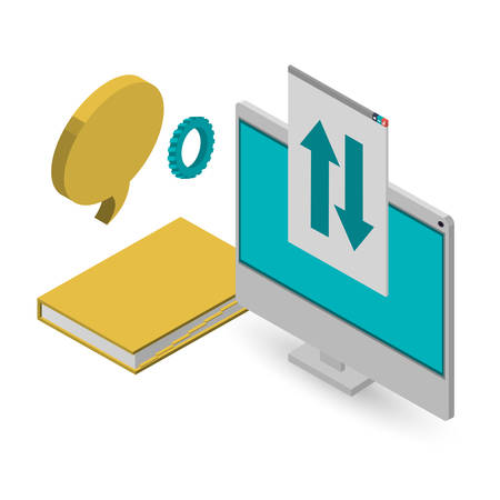 computer with internet related icons image vector illustration designのイラスト素材