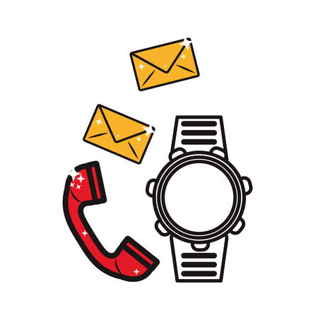 smartwatch and communication related icons image vector illustration designのイラスト素材