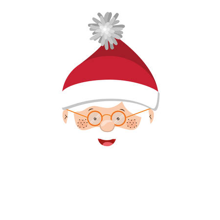full color with head santa claus with glasses vector illustrationのイラスト素材