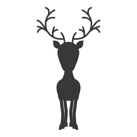 silhouette monochrome with standing reindeer vector illustrationのイラスト素材
