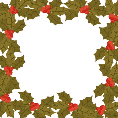 ornament border with leaves Christmas and berrysのイラスト素材