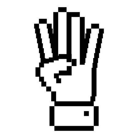 outline pixelated hand with four fingers symbol vector illustrationのイラスト素材